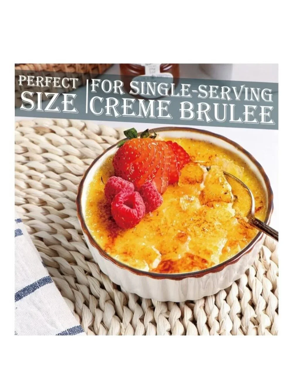 4 Oz Ceramic Creme Brulee Ramekins 6 Pc Oven Safe Dessert Bowls Soufflés Custard